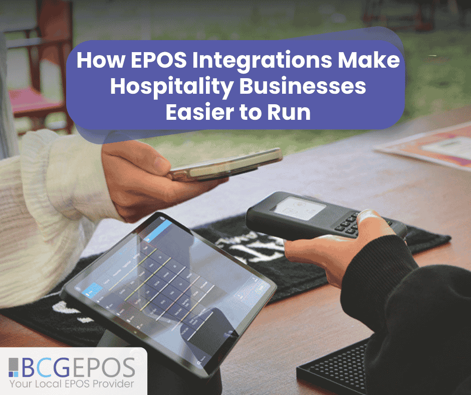 Hospitality EPOS system connected with payment, online ordering, accounting and reporting integrations on a central dashboard.
