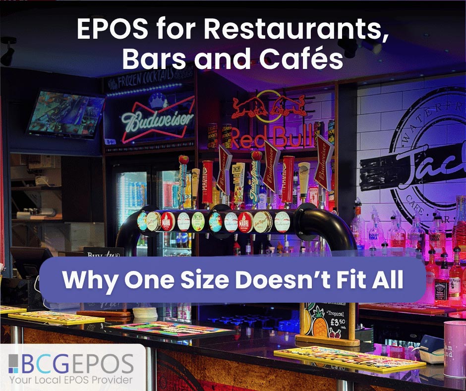 Restaurant, bar and café staff using EPOS systems with handheld ordering, payments and reporting tools in busy hospitality venues.